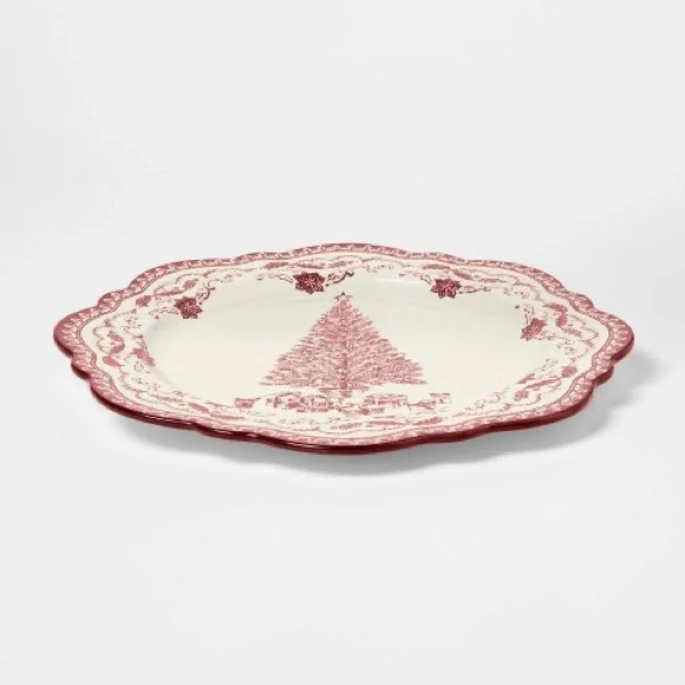 Stoneware Serve Platter Red Pattern - Threshold designed with Studio McGee